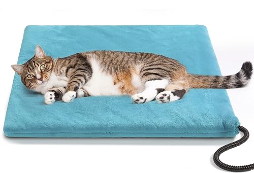 clawsable Outdoor Pet Heating Pad for Dog & Cat, Multi-Size Extremely Waterproof Heated Cat Dog Bed for Outside, Pet Heater Warmer Mat Blanket for Senior Dog Cat House Whelping Box (M-18"x18")