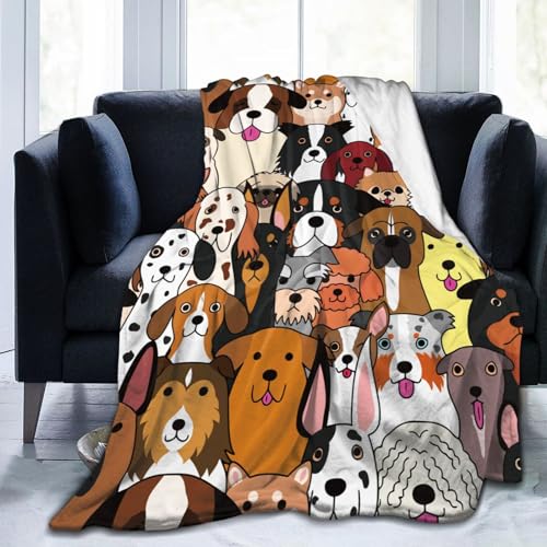 Cute Dog Fun Face Blanket, Soft Blankets Flannel Bed Throw Cozy Lightweight Plush Gifts for Kids Boys Girls Women Men Sofa Couch Bedroom Living Rooms Warm All Season, Home Decor, 60"x50"