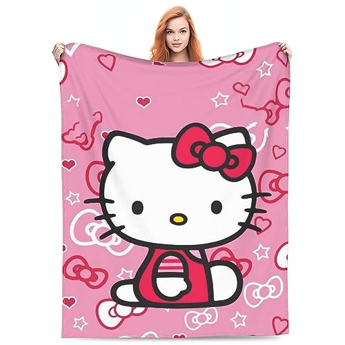 Cute Throw Blanket for Women Girl Kawaii Super Soft Flannel Blanket Fleece Warm Towel Blanket for Couch Sofa Bed Living Room 50x60 in