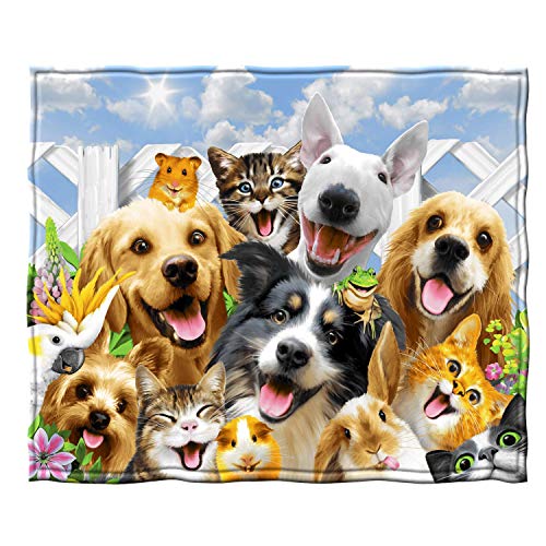 Dawhud Direct Cat and Dog Fleece Blanket for Bed 50" x 60" Cute Fleece Throw Blanket for Women, Men and Kids Super Soft Plush Dog and Cat Blanket, Kitten and Puppy Throw for Christmas Winter