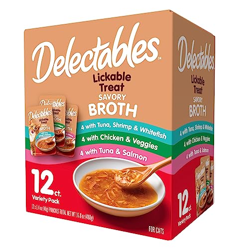 Delectables Savory Broths Lickable Wet Cat Treat Variety Pack, 12Count(Pack of 1)