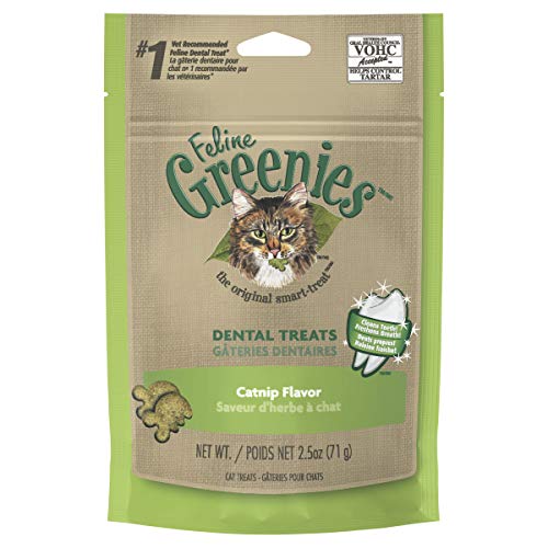 FELINE GREENIES Dental Treats for Cats Catnip Flavor 2.5 oz.