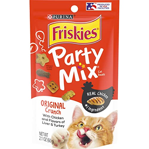Friskies Made in USA Facilities Cat Treats, Party Mix Original Crunch - (10) 2.1 oz. Pouches