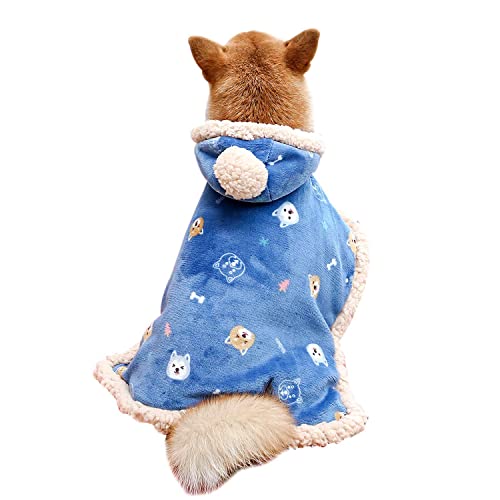 Fulvara Dog Clothes Fleece Winter Coat Warm Soft Dog Vest for Cold Weather,Flannel Blanket Throw Multi-use Pet Apparel for Small Medium Dogs & Cats(S Blue)