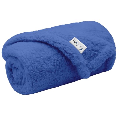 furrybaby Premium Soft Dog Blanket for Small Dogs Puppy Cat Washable Sherpa Fleece 24x32 Inches Pet Throw for Bed Furniture Couch Sofa Protection(Small, Blue Blanket)