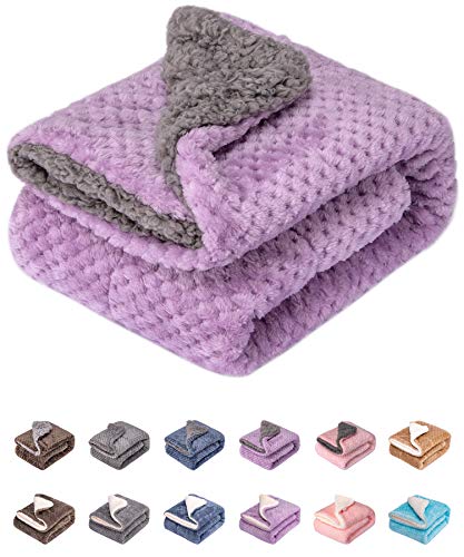 Fuzzy Dog Blanket or Cat Blanket or Pet Blanket, Warm and Soft, Plush Fleece Receiving Blankets for Dog Bed and Cat Bed, Couch, Sofa, Travel and Outdoor, Camping (Blanket (24" x 32"), DG-Lavender)