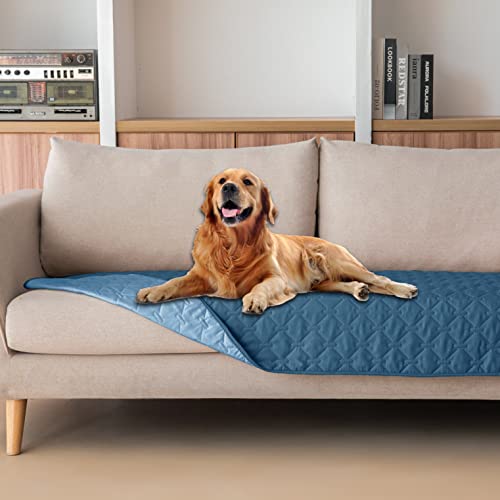 gogobunny 100% Double-Sided Waterproof Dog Bed Cover Pet Blanket Sofa Couch Furniture Protector for Kids Children Dog Cat, Reversible (30x70 Inch (Pack of 1), Dark Blue/Light Blue)