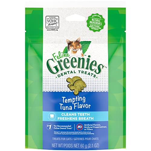 Greenies Feline Adult Natural Dental Care Cat Treats, Tempting Tuna Flavor, 2.1 oz. Pouch