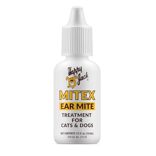 Happy Jack Mitex Ear Mite Treatment for Dogs & Cats (1/2 oz), Helps Prevent Infection Caused by Constant Itching & Irritation of The Ear