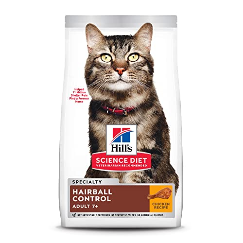 Hill's Science Diet Dry Cat Food, Adult 7+ for Senior Cats, Hairball Control, Chicken Recipe, 3.5 lb. Bag