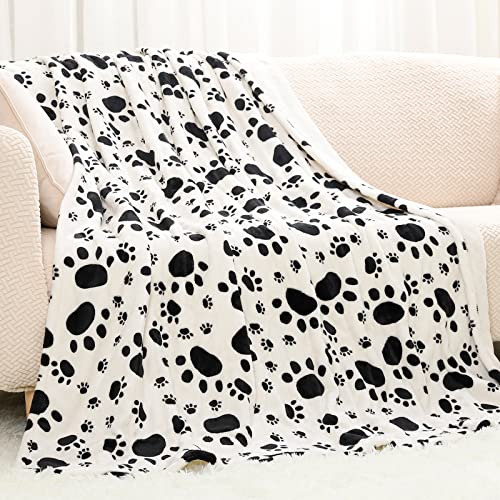 Homde Heated Electric Throw 50 Inch x 60 Inch Flannel Washable Blanket with 10-Heat Setting Auto-Off Controller for Bed or Couch, Black White Cat Paw