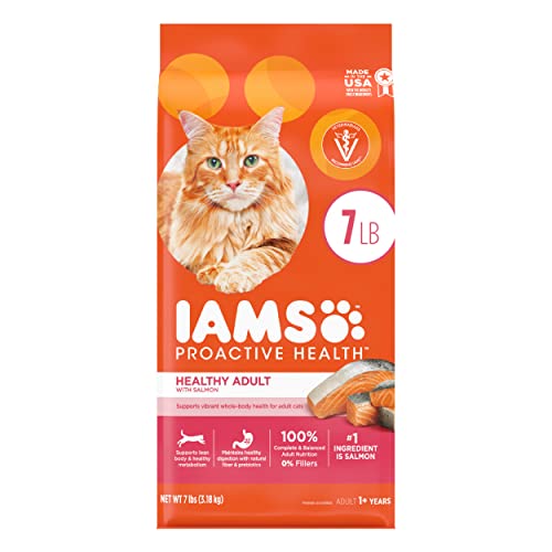 IAMS PROACTIVE HEALTH Adult Healthy Dry Cat Food with Salmon Cat Kibble, 7 lb. Bag