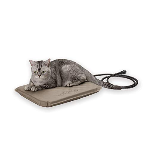 K&H Pet Products Lectro-Soft Outdoor Heated Pet Bed for Outdoor Cat House for Winter Insulated Waterproof, Chew Resistant Cord, Electric, Thermostatically Controlled, Orthopedic - Tan Small 18"x14"