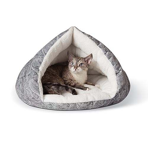 K&H Pet Products Self-Warming Hut Pet Bed, Cat Bed Cave, Gray Small 18 X 19 Inches