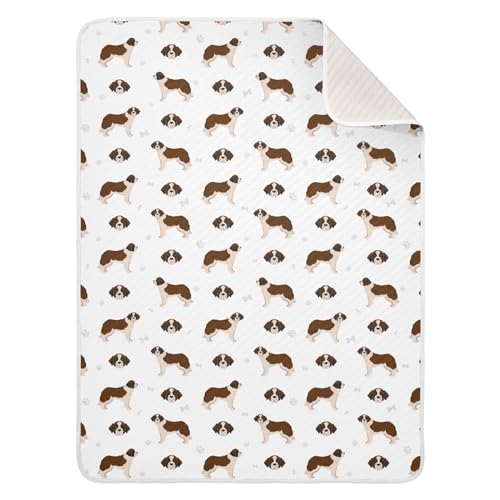 KICPOAY Dog St Bernard Cute Baby Swaddle Blanket for Boys and Girls, Muslin Baby Receiving Swaddle Blanket, Soft Cotton Nursery Swaddling Blankets for Newborn Toddler Infant