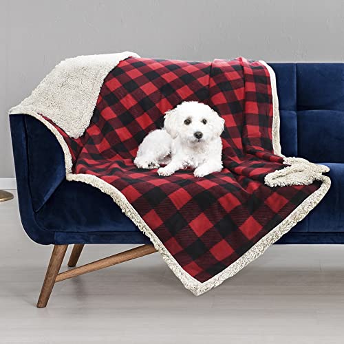 Kritter Planet Waterproof Blanket for Dogs, Pee Proof Sherpa Fleece Reversible Cover for Couch or Bed, Liquid Proof Furniture Protector for Small Medium Large Size Animals