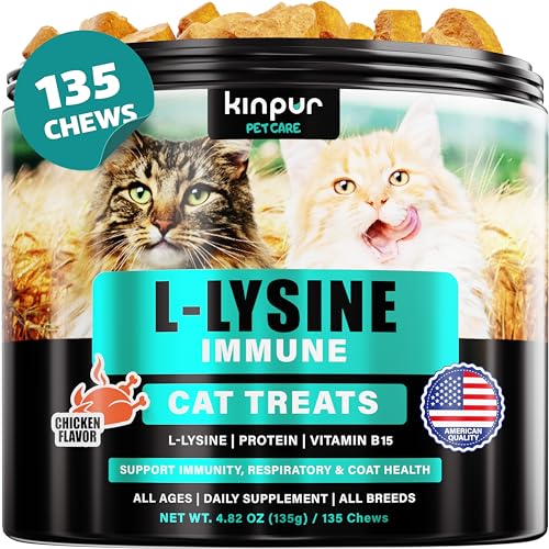 Lysine Cat Treats - Cat Immune Support - Help Improve Respiratory Health and Eye Function - Enriched with Vitamin B, Calcium, Protein
