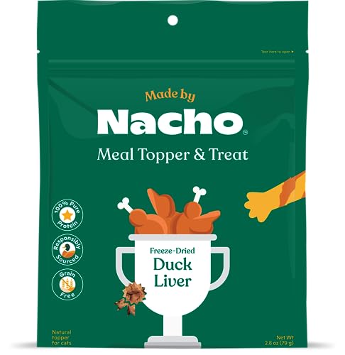 Made by Nacho Freeze-Dried Duck Liver Meal Topper, Mixer,or Treat 2.8oz | Single Ingredient, Healthy, Protein-Packed, Nutrient-Rich | Limited Ingredient Treats for Cats