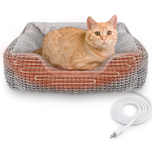 MARUNDA Heated Cat Bed Indoor， Heated Pet Bed for Indoor Cats and Small Dogs - Auto Temperature Control Cat Heating Bed.