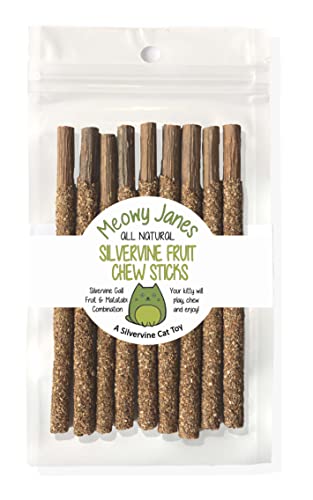 Meowy Janes Matatabi Chew Sticks 2.0 - Silvervine Powder Coated Vine - Natural Cat Toy and Cat Treat
