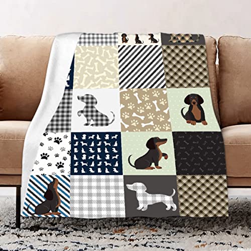 Mokukenren Dachshund Blanket Dachshund Gifts for Women Cute Wiener Dog Lightweight Cozy Flannel Fleece Throw Blanket Dachshund Decor 50"x40"