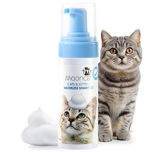 Mooncat Waterless Cat Shampoo, Licking Safe Dry Shampoo, No Rinse Foam Cat Bath, Grooming for Cat, Kitten Sensitive Skin, Dander Reducing, Paraben Free, pH Balanced (5 oz) Shampoo ONLY
