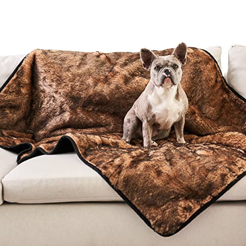 PAW BRANDS Waterproof Blanket for Dogs - Luxury Cool Comfort Throw Blanket - 60in x 50in Machine Washable Pet Blankets for Large Dogs and Pets, Faux Fur and Ultra-Soft Dog PupProtector