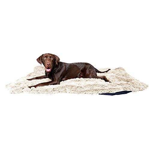 PawProof Fuzzy Pet Throw Blanket - Waterproof Blanket for Dogs & Cats - Faux Fur & Ultra-Soft Microsuede - Beige M Size (48"x58")