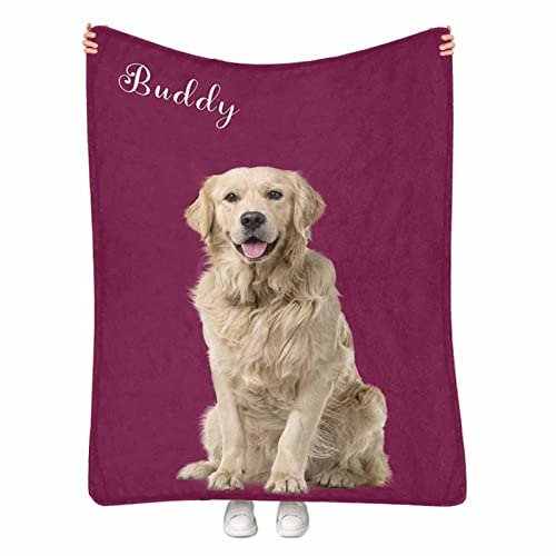 Personalized Dog Portrait Blanket - Custom Dog Blankets with Photos & Name - Customized Picture Fleece Throw Blanket - Pet Memorial Gift for Cat Dog Lovers Owner, Dog Mom Gifts for Women 50''x60''