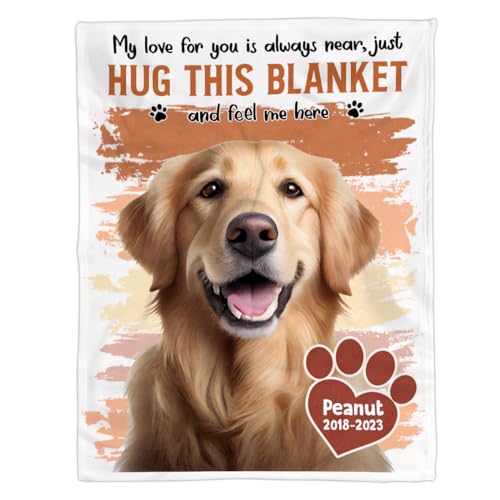 Personalized Memorial Blanket for Loss of Dogs Love for You is Always Near Just Hug This Blanket and Feel Me Here Custom Photo Pet Loss Gifts in Loving Memory Blanket for Anniversary