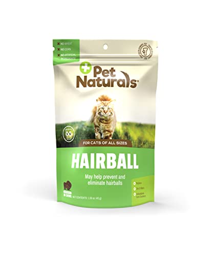 Pet Naturals Hairball - 30 Chicken-Flavored Chews - Cat Supplements & Vitamins for Hairball Control and Digestive Support, Contains No Corn or Wheat​