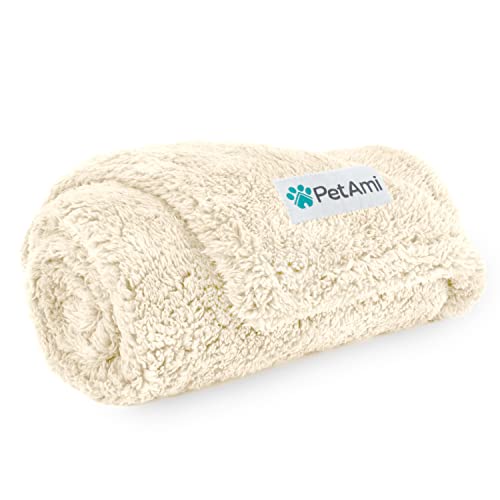 PetAmi Fluffy Waterproof Dog Blanket for Small Medium Dogs, Soft Warm Pet Sherpa Throw Pee Proof Couch Cover, Reversible Cat Puppy Bed Blanket Sofa Protector, Plush Washable Pad (Beige Cream, 24x32)