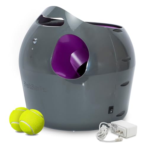 PetSafe Automatic Tennis Ball Launcher – Interactive Dog Thrower Adjustable Range Motion Sensor Indoor & Outdoor Toy A/C Power or Batteries Fetch Machine for Small to Large Dogs , Gray