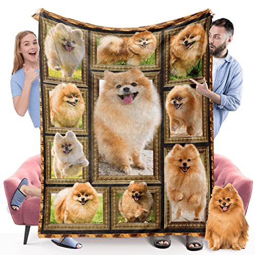 Pomeranian Dog Blanket, Fleece Throw Blanket for Couch Bed, Soft Cozy Warm Flannel Blankets and Throws for Sofa Living Room, Gifts for Dog Lovers, 60" x 80" Twin Size