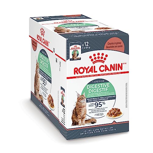 Royal Canin Digestive Care Chunks in Gravy Adult Wet Cat Food, 3 oz Pouches 12-Count, Chicken flavor