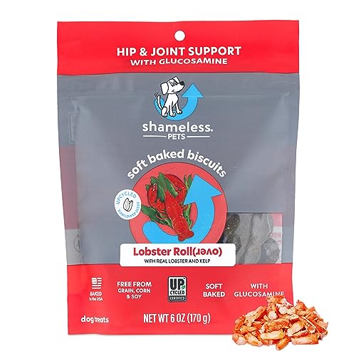Shameless Pets Soft-Baked Dog Treats, Lobster Rollover - Natural & Healthy Dog Chews for Hip & Joint Support with Glucosamine - Dog Biscuits Baked & Made in USA, Free from Grain, Corn & Soy - 1-Pack