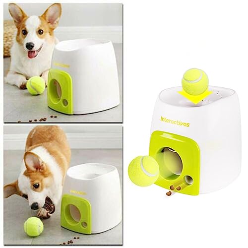 SHATKA Pet Ball Launcher Toy Dog Tennis Ball Food Reward Machine Thrower Interactive Therapy Slow Feeding Toys for Cats and Dogs