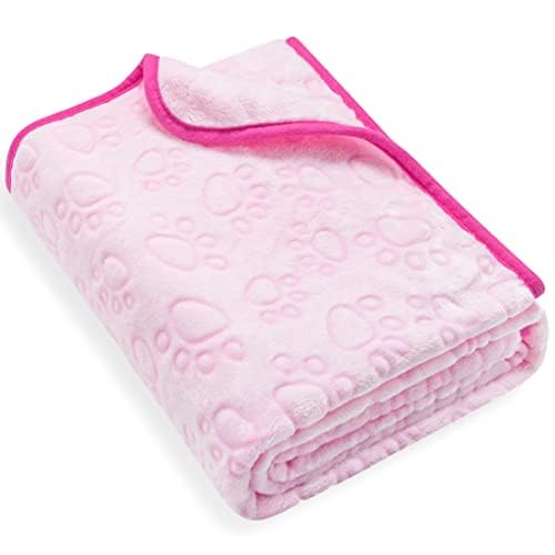 Stuffed Premium Soft Cat Blanket, Flannel Pink Stuff Cute Paw Print, 24 * 32 inches, Dog Blanket Puppy Supplies Dog Products Stuff Essentials, Christmas Cat Gifts