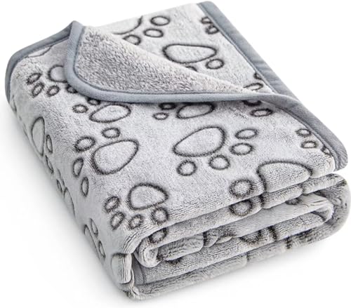 Stuffed® Premium Soft Dog Blanket Washable, 40"x32" Puppy Essentials Dog Product Cat Calming Blankets Throw for Medium Small Dogs, Pet Dog Gifts (Grey)