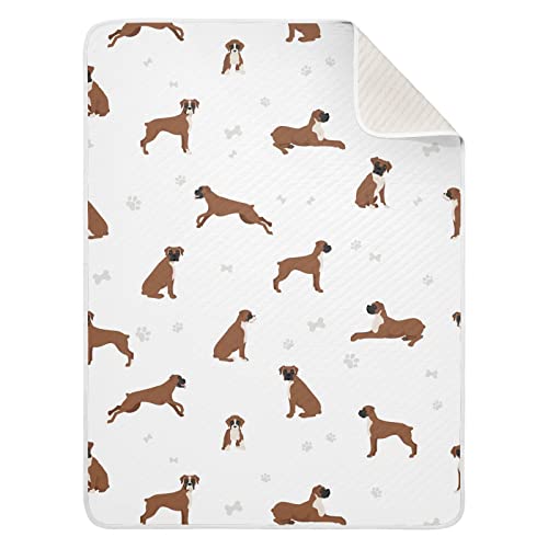 Swaddle Blanket Boxer Dog Cotton Blanket for Infants, Receiving Blanket, Lightweight Soft Swaddling Blanket for Crib, Stroller, Nursery Blankets, Puppy, 30x40 in