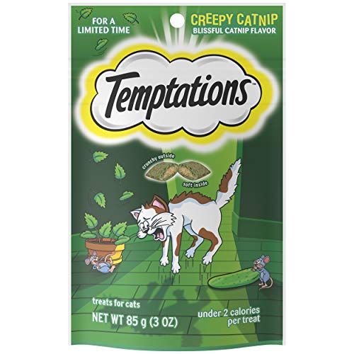 Temptations Classic, Crunchy and Soft Cat Treats, Creepy Catnip Treats for Cats, Blissful Catnip Flavor, 3 oz. Pouch