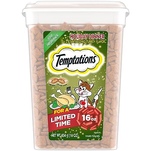 Temptations Classic, Crunchy and Soft Cat Treats, Holiday Dinner Turkey and Sweet Potato Flavor, 16 oz. Pouch