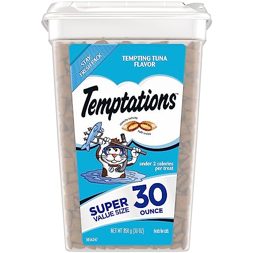 TEMPTATIONS Classic Crunchy and Soft Cat Treats, Tempting Tuna Flavor, 30 oz. Tub