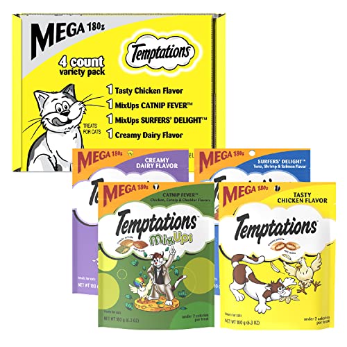 Temptations Classics and MixUps Cat Treats Variety Mega Pack, (4) 6.3 oz. Pouches