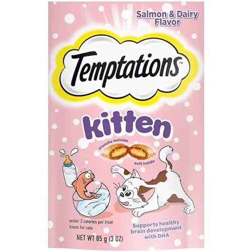Temptations Salmon and Dairy Flavor Crunchy and Soft Kitten Treats, 3 oz.