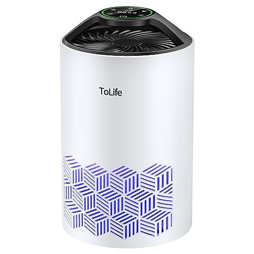 Tolife Air Purifiers for Bedroom Home, HEPA Air Purifiers Air Cleaner For Pets Allergies, Virus Air Purifier for Dust, Portable Baby Air Purifier With Low Noise Sleep Mode for Office & Room, White