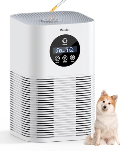 VEWIOR Air Purifiers for Home Bedroom with PM 2.5 Display Air Quality Sensor, HEPA Air Purifier with Timer, Auto Mode for Large Room, Pet Hair Dander, Purify Pollen, Odor, Dust, Smoke