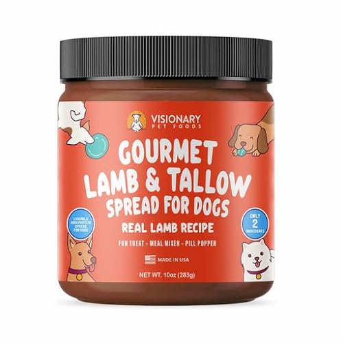 Visionary Pet Foods - Lamb Meat Spread for Dogs | Healthier Choice to Peanut Butter | Easy use as Dog Lick Mat Treat, Chew Toy Filler, Meal Mixer or Pill Pocket - 10 Fl. Oz Jar