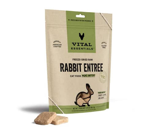 Vital Essentials Freeze Dried Raw Cat Food, Rabbit Mini Patties Entree, 3.75 oz