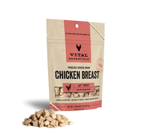 Vital Essentials Freeze Dried Raw Single Ingredient Cat Treats, Chicken Breast, 1 oz